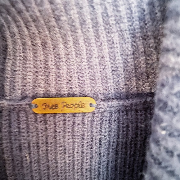 Free People Softly Structured Color Block Sweater blue, gold and gray Wo… - Picture 3 of 5